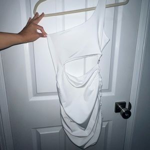 White mini dress with cut outs